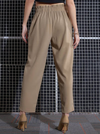 SASSAFRAS Women Beige High-Rise Trousers
