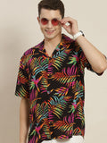 Hancock Men Black & Yellow Printed Relaxed Fit Casual Resort Shirt