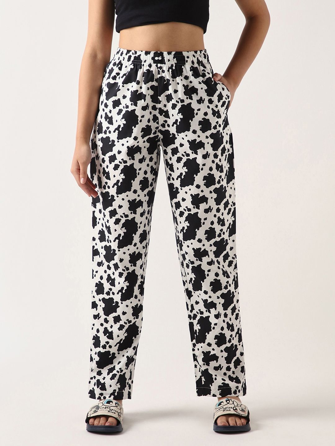 Bewakoof Women Printed Mid-Rise Cotton Lounge Pants