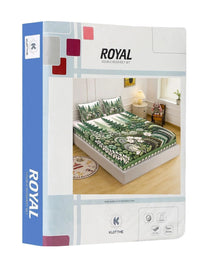 KLOTTHE Hijau & Putih Floral 400 TC Cadar King dengan 2 Sarung Bantal