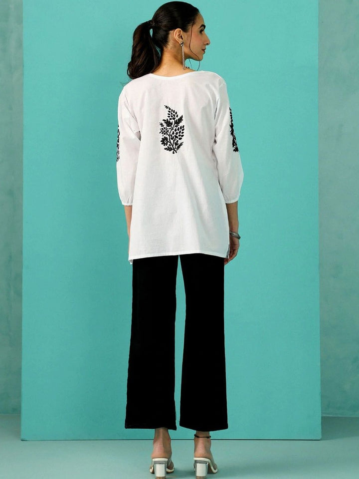 Rumah Wanita Chikankari Motif Etnik Sulam Benang Kerja Kurta
