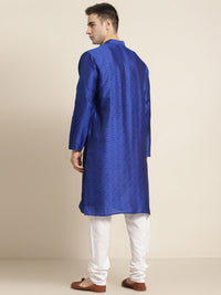 SOJANYA Lelaki Biru Etnik Kurta Jacquard Silk