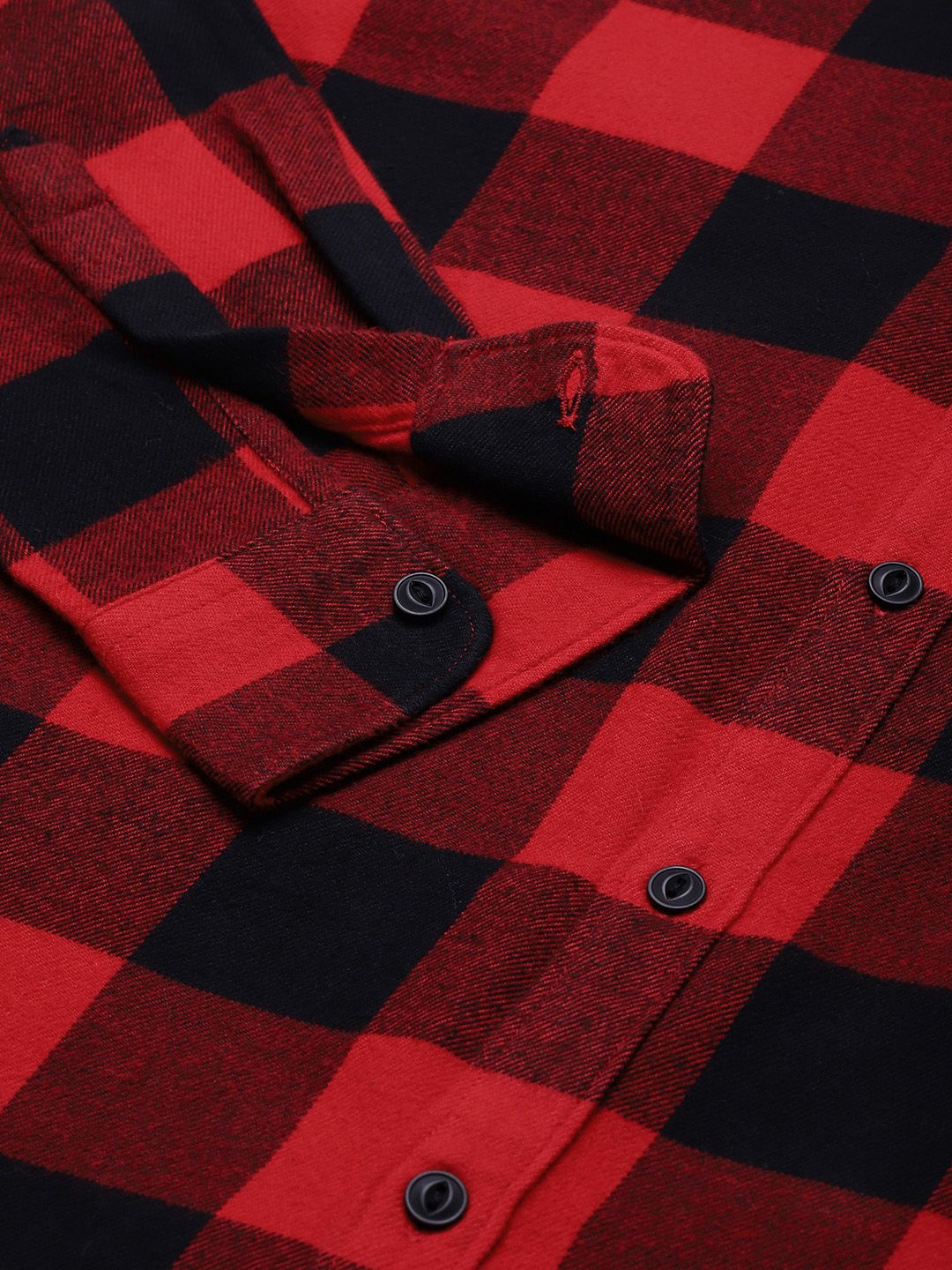 THE BEAR HOUSE Men Red Flannel Slim Fit Pure Cotton Checked Casual Shirt
