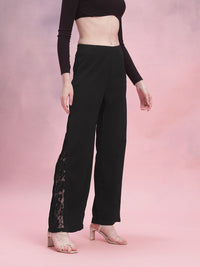 DressBerry Women Flared Trousers with Lace-Detail