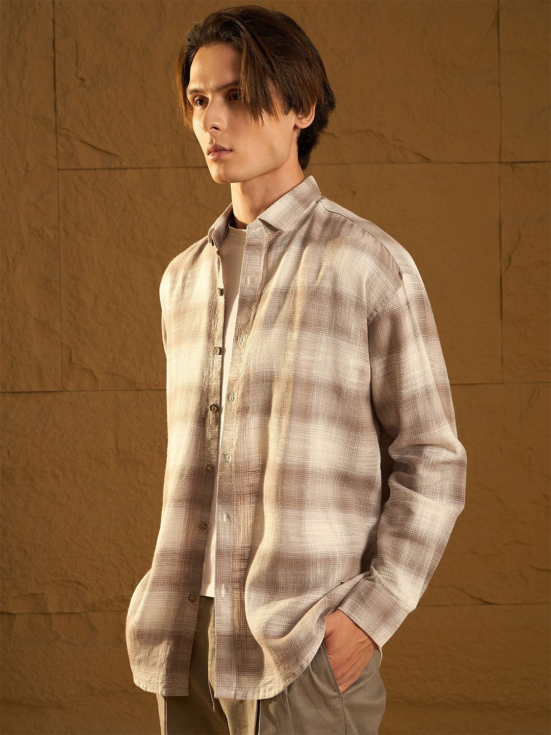 Dennison Men Drop Shoulder Oversized Checked Shirt