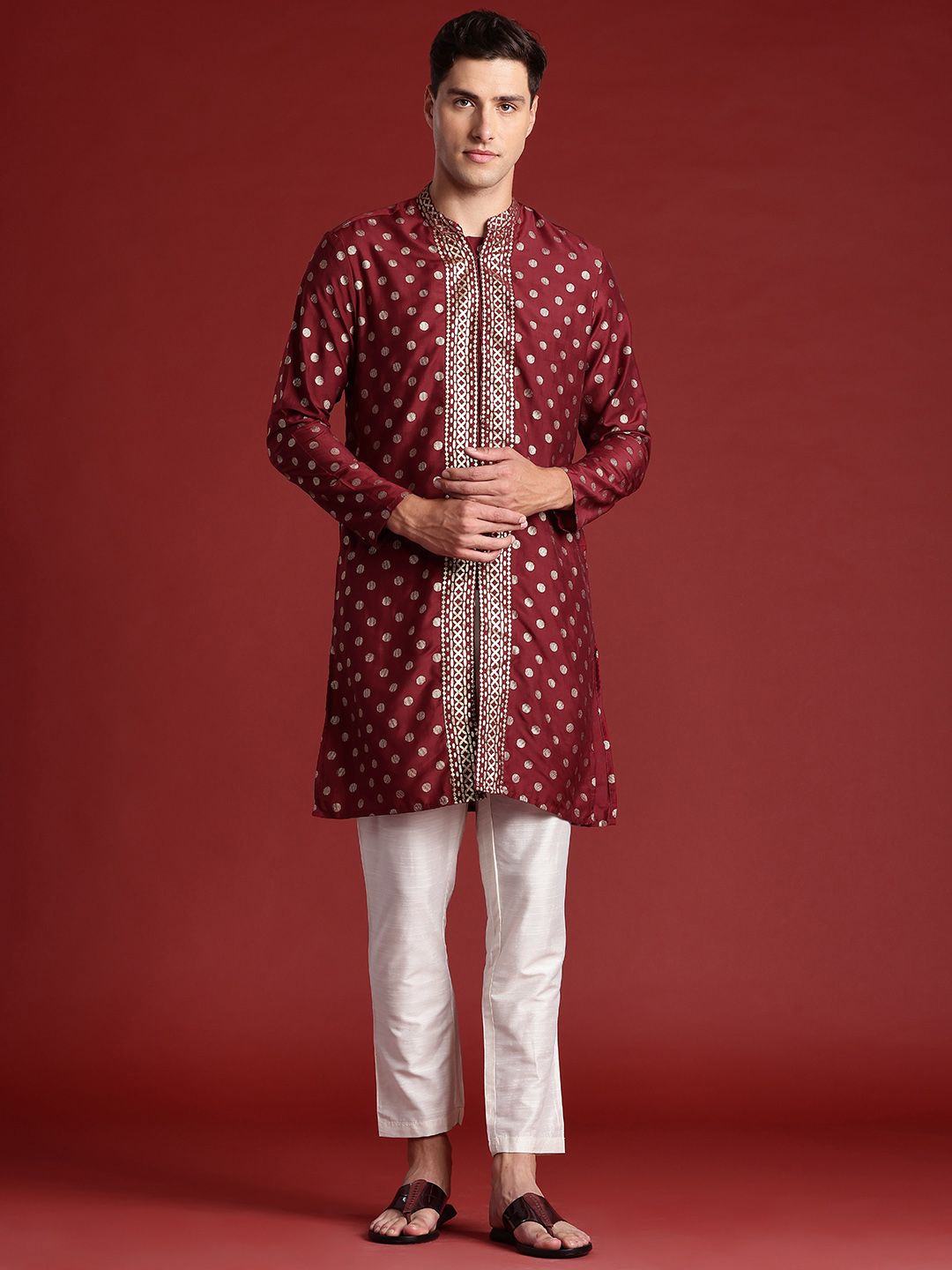 Anouk Floral Ethnic Printed Embroidered Detail Kurta with Trousers Set