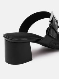 Lino Perros Women Double Strap Block Heels with Buckle Detail