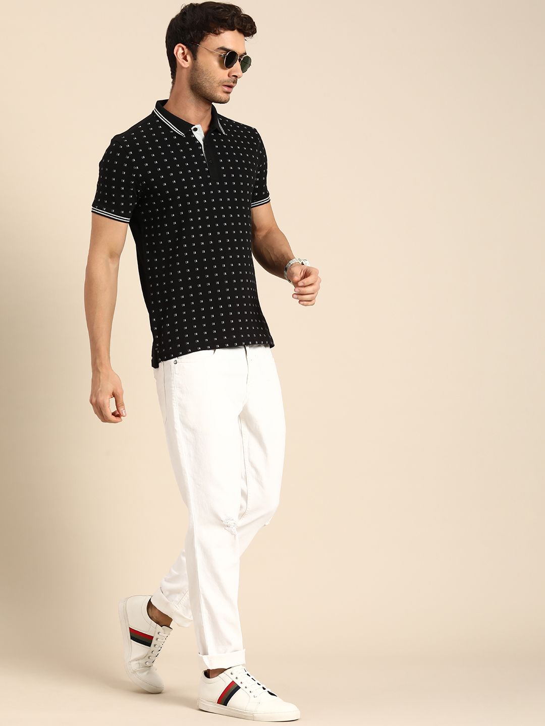 Being Human Pure Cotton Brand Logo Printed Polo Collar Casual T-shirt