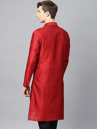 SOJANYA Men Maroon Woven Design Kurta Lurus