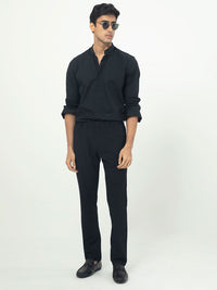 RARE RABBIT Men Rains Slim Fit Mandarin Collar Cotton Shirt