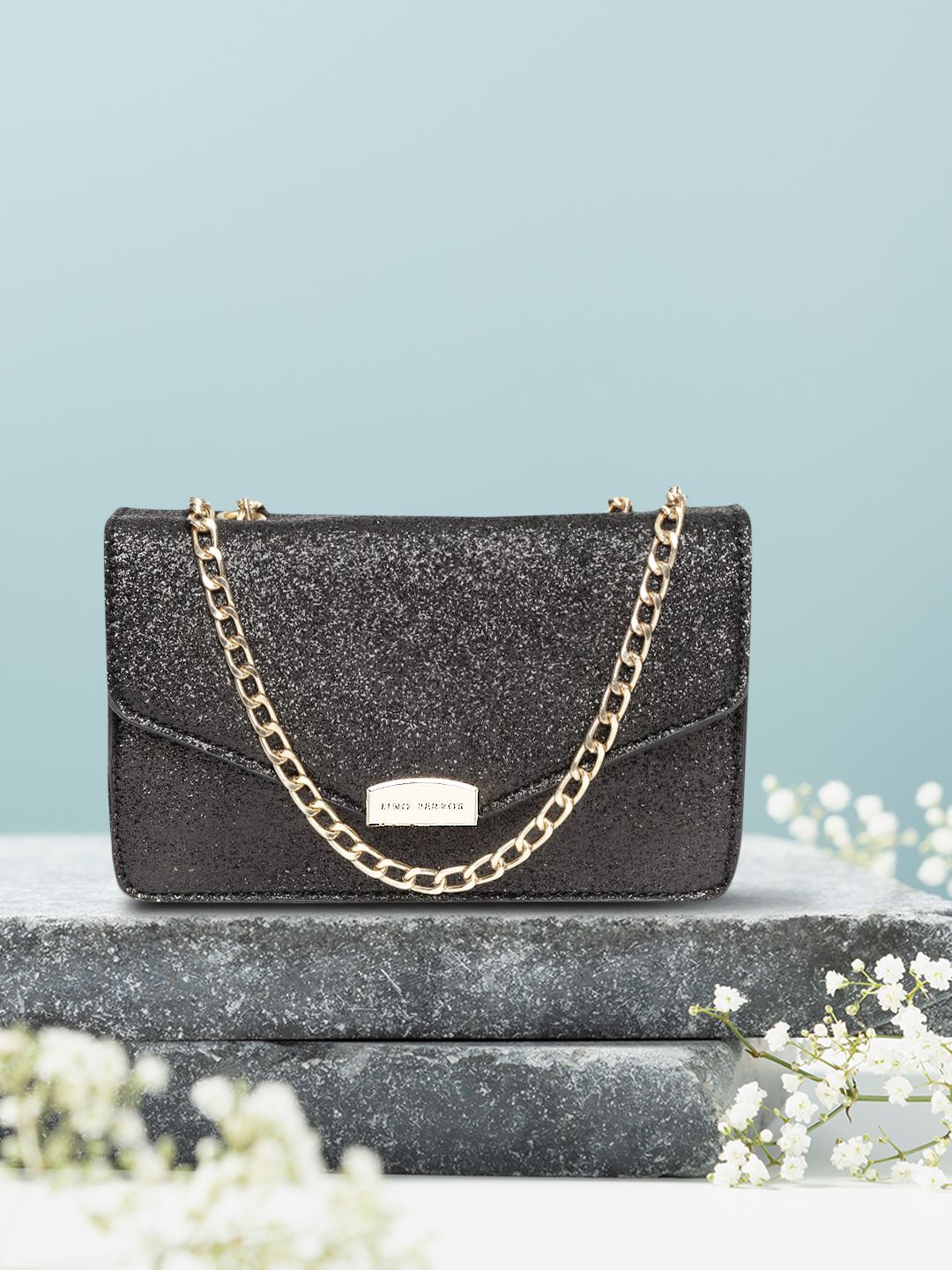 Lino Perros Black Shimmer Sling Bag