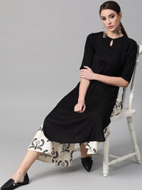Gerua By Libas Women Black  Off-White Solid Kurta with Palazzos