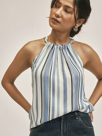 The Label Life Women Striped Halter Neck Top