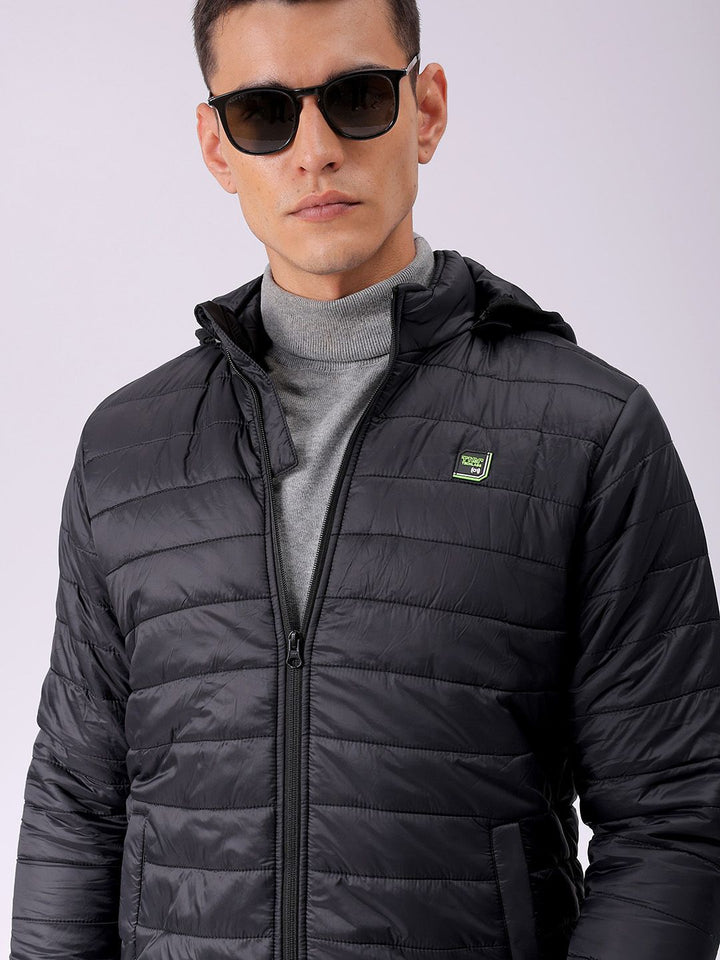 The Indian Garage Co Men Zip-Front Puffer Jacket with Detachable Hood