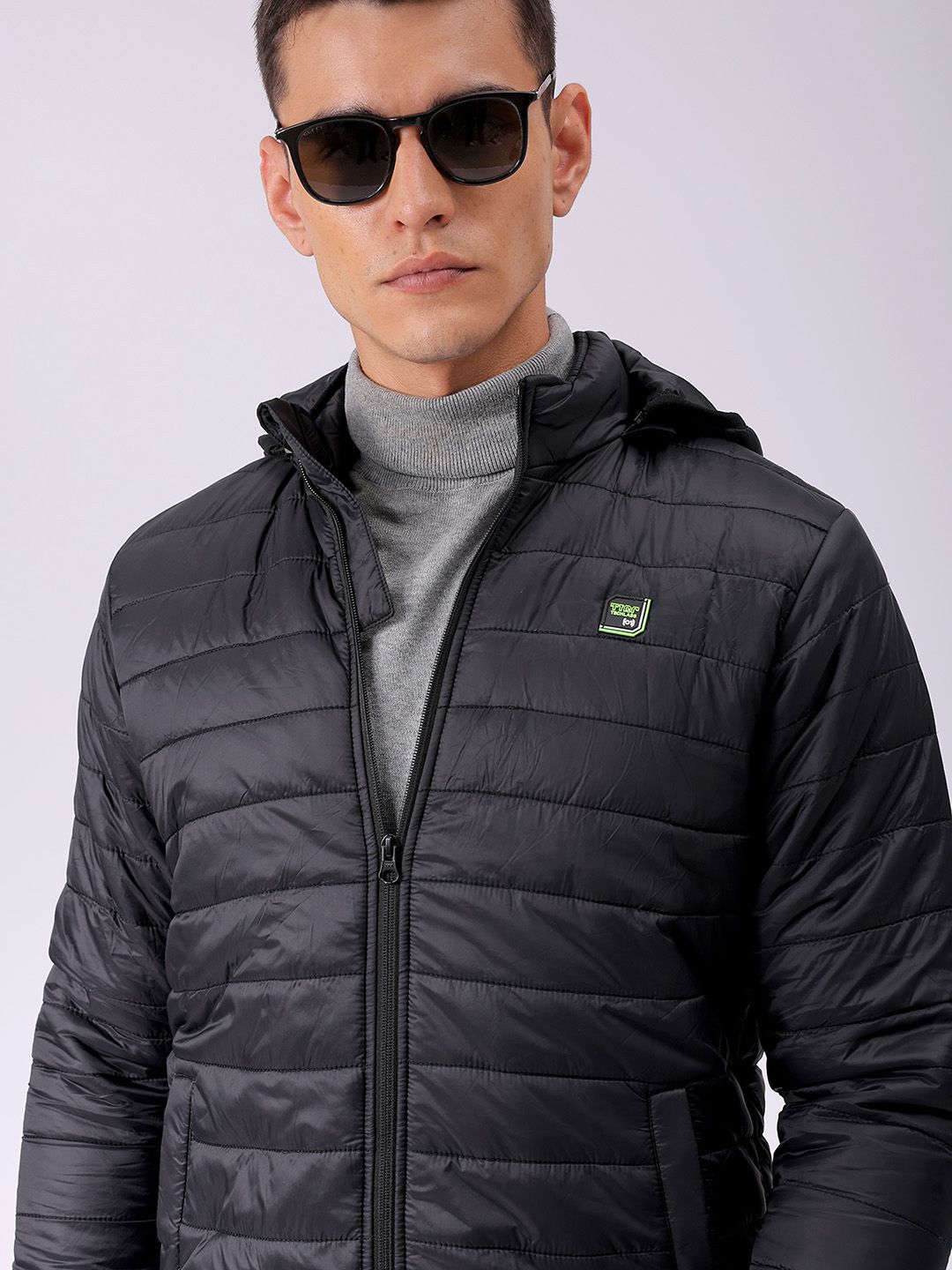The Indian Garage Co Men Zip-Front Puffer Jacket with Detachable Hood
