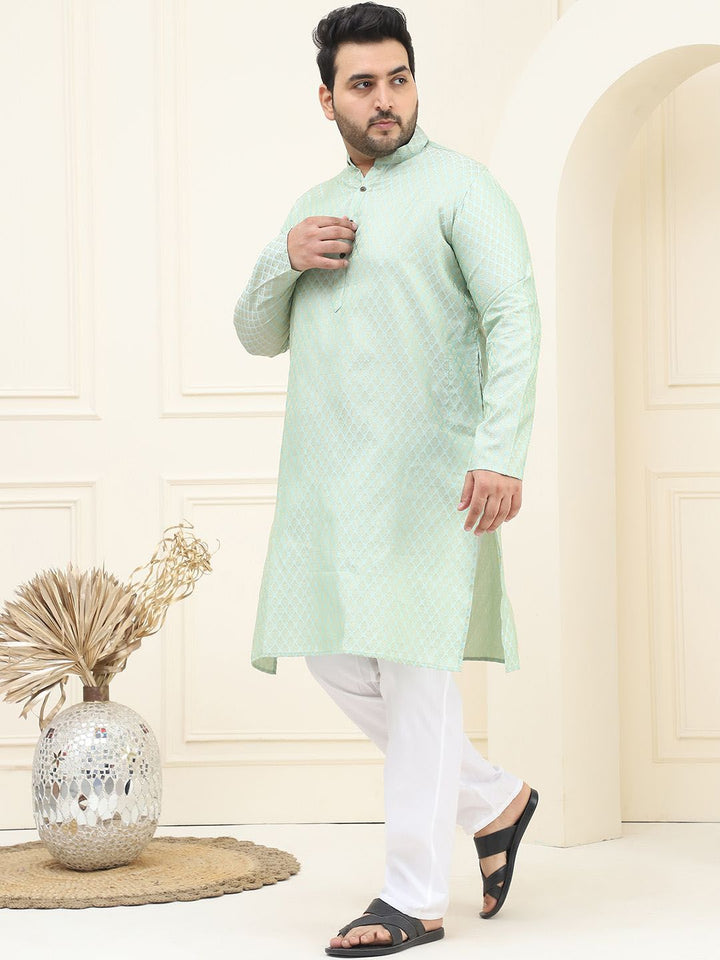 SOJANYA PLUS Motif Etnik Rekaan Tenunan Kurta Lurus Jacquard Dengan Pijama
