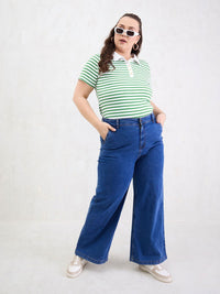 Sassafras Curve Women Plus Saiz T-Shirt Kolar Polo Bergaris
