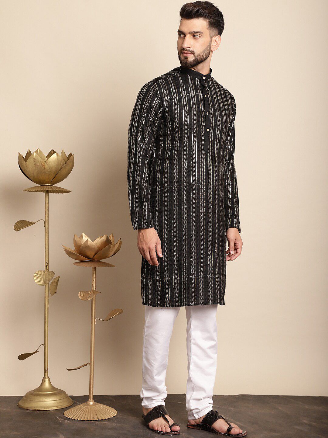 Anouk Leheriya Embroidered Regular Pure Cotton Kurta with Churidar