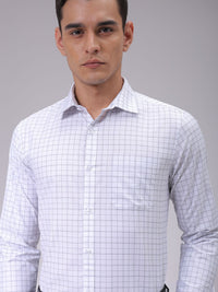 The Indian Garage Co. X Luxe Men Cutaway Collar Checked Slim Fit Formal Shirt