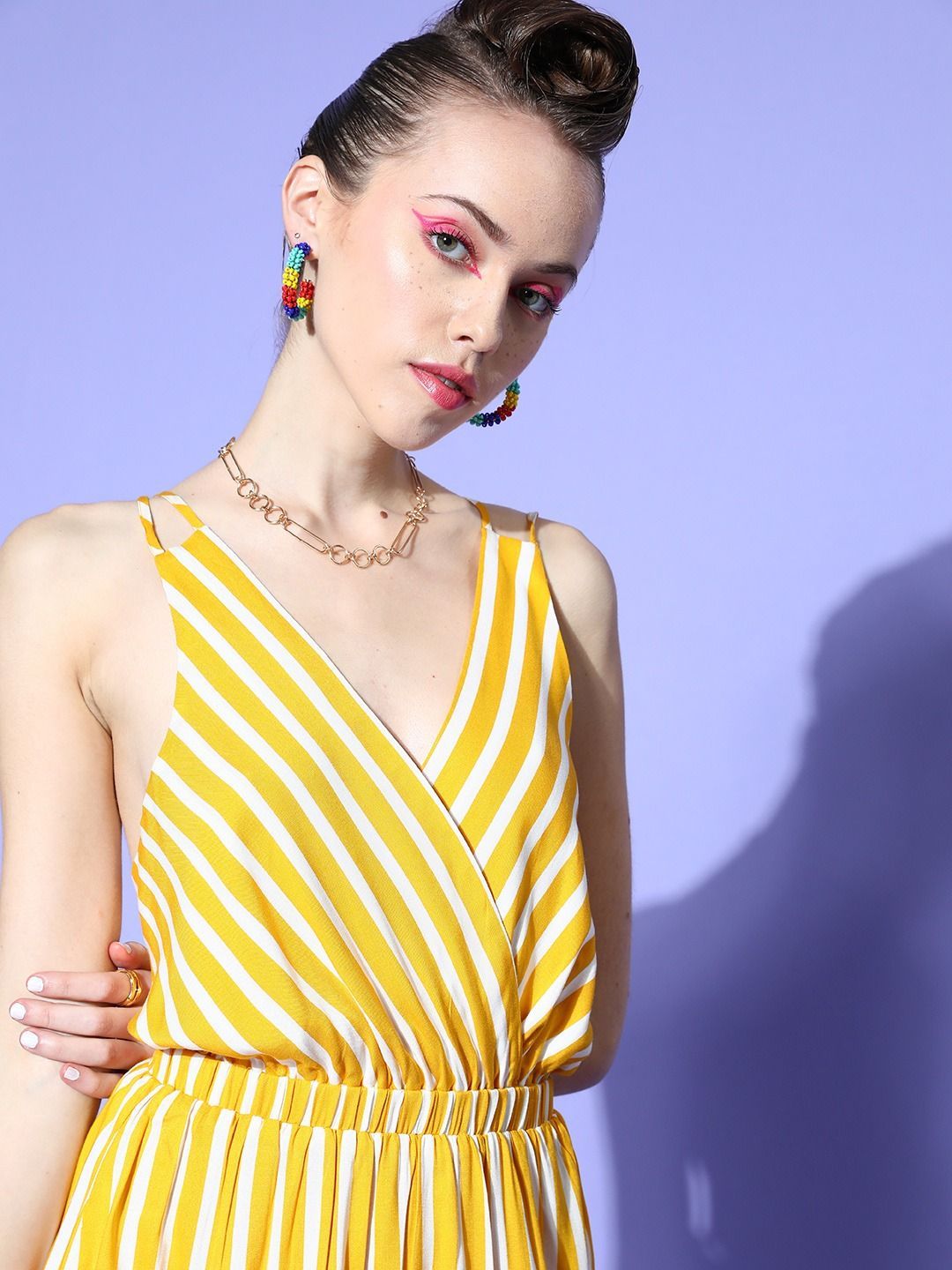 Berrylush Striped A-Line Dress