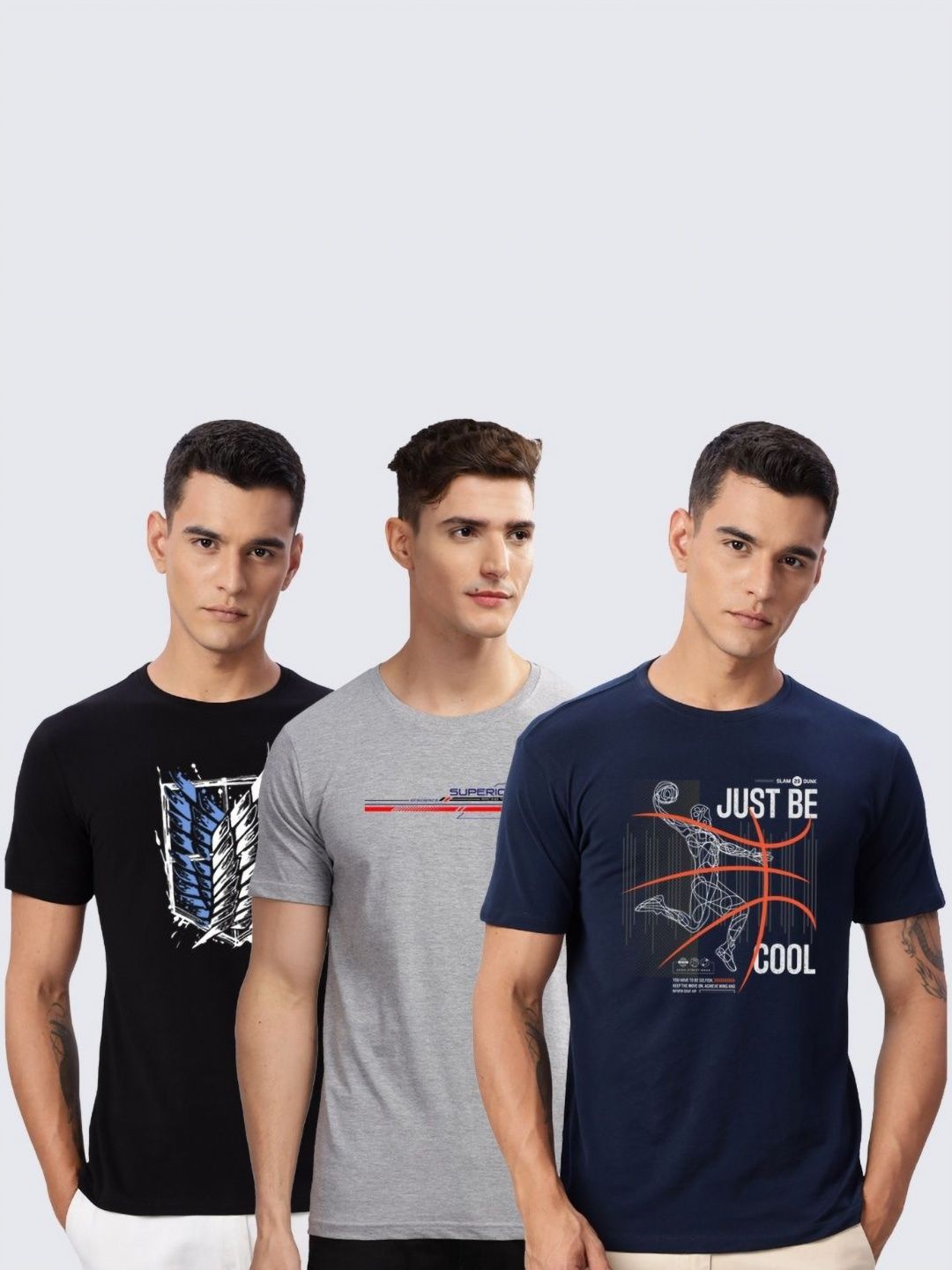 ADRO Men  Pack of 3 Printed T-shirt