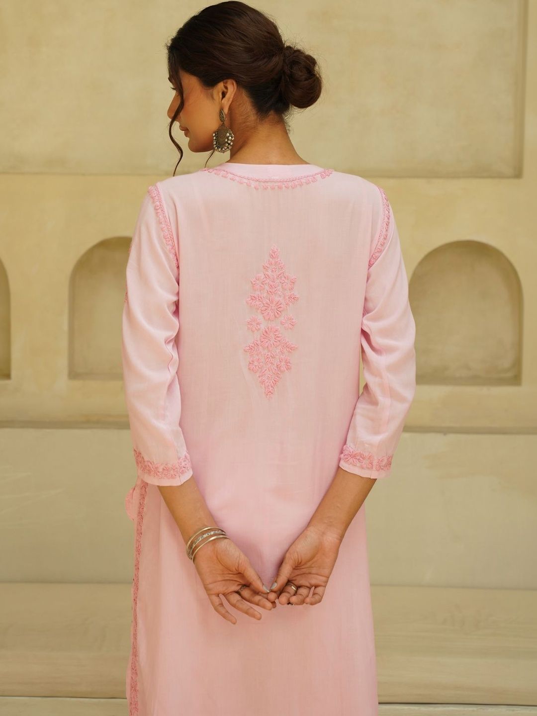 Kurta Sulam Benang Sulam Wanita Rumah Chikankari
