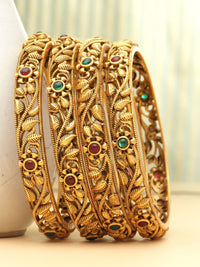 Set PANASH 4 Gelang Antik Buatan Tangan Bersalut Emas 24 CT