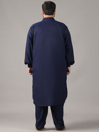 SOJANYA PLUS Plus Size Men Shirt Collar Thread Work Straight Kurta With Salwar