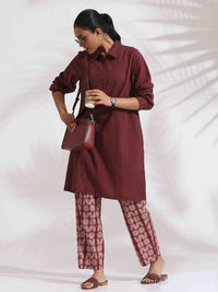 trueBrowns Shirt Collar Cotton Tunic with Trouser