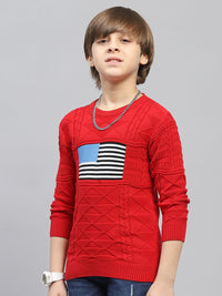Monte Carlo Boys Cable Knit Self Design Cotton Winter Pullover
