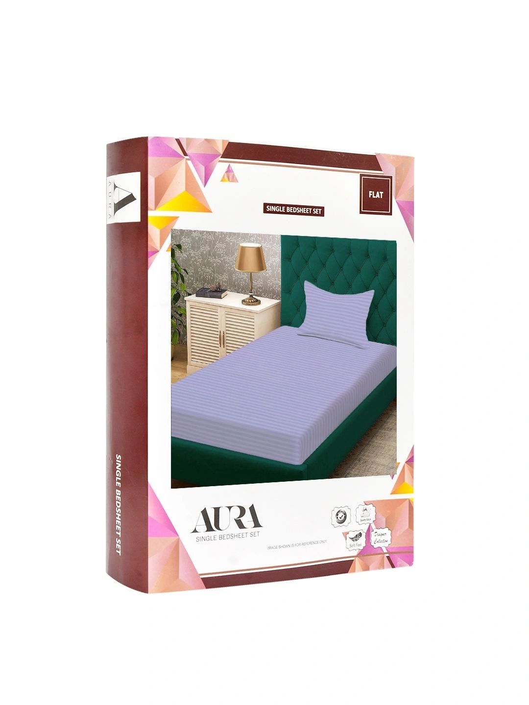 Aura Lavender & White Striped 300 TC Cadar Katil Single dengan 1 Sarung Bantal