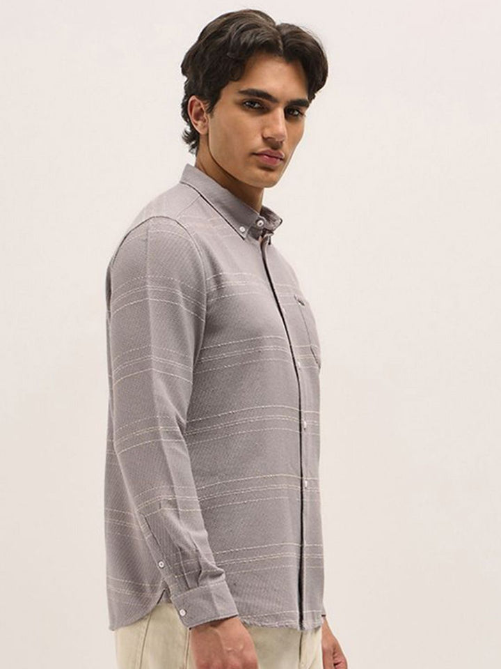 THE BEAR HOUSE Men Slim Fit Horizontal Stripes Opaque Striped Casual Shirt