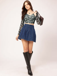 DressBerry Monochrome Mania Half-Zipper Crop Top