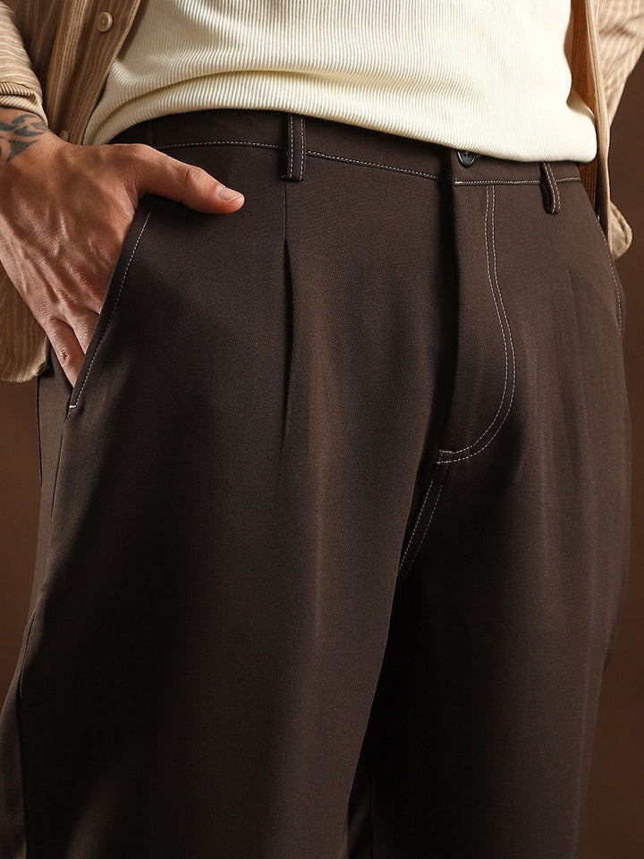 Campus Sutra Men Comfort Relaxed Fit Cotton Trousers