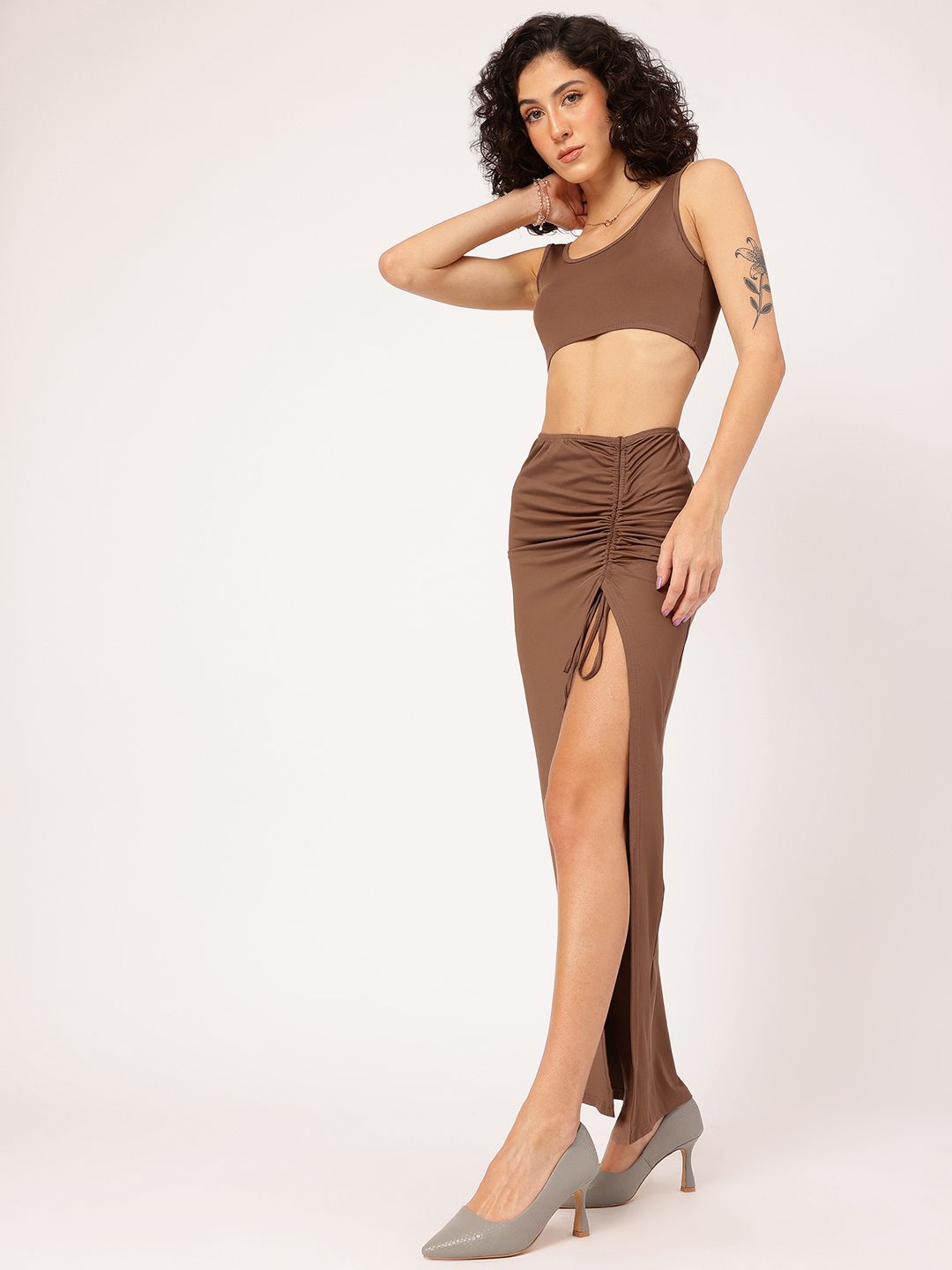 DressBerry Hot Girl Summer High Slit Ruched Co-Ords