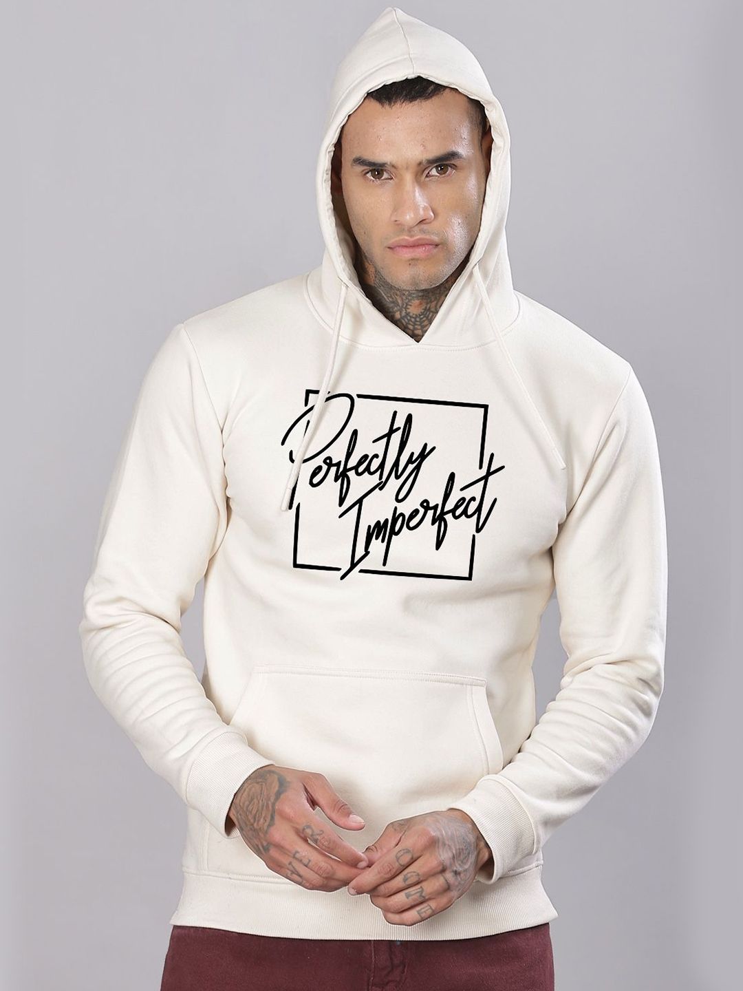 ADRO Men Cotton Printed Hooded Pullover Sweatshirt