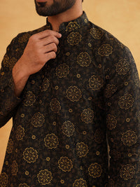 SOJANYA Floral Printed Mandarin Collar Straight Kurta With Churidar
