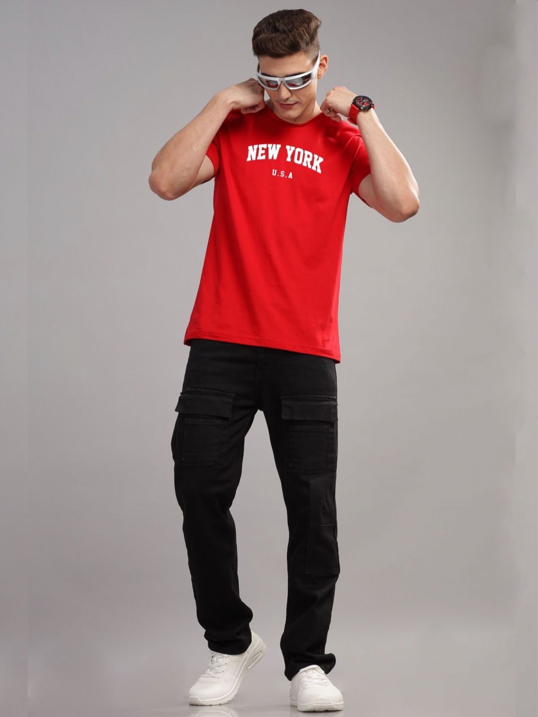 ADRO Men Typography Printed Applique T-shirt