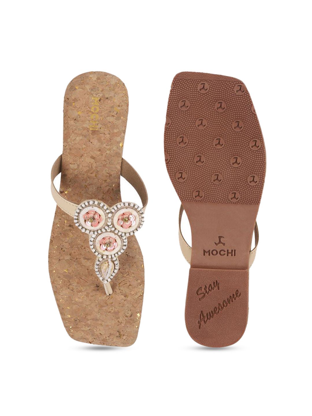 Mochi Women Open Toe Slip-On Flats