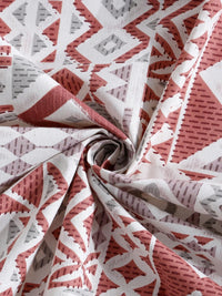 KLOTTHE Red Geometric Printed Fitted 400 TC Cotton Super King Bedsheet & 2 Pillow Covers