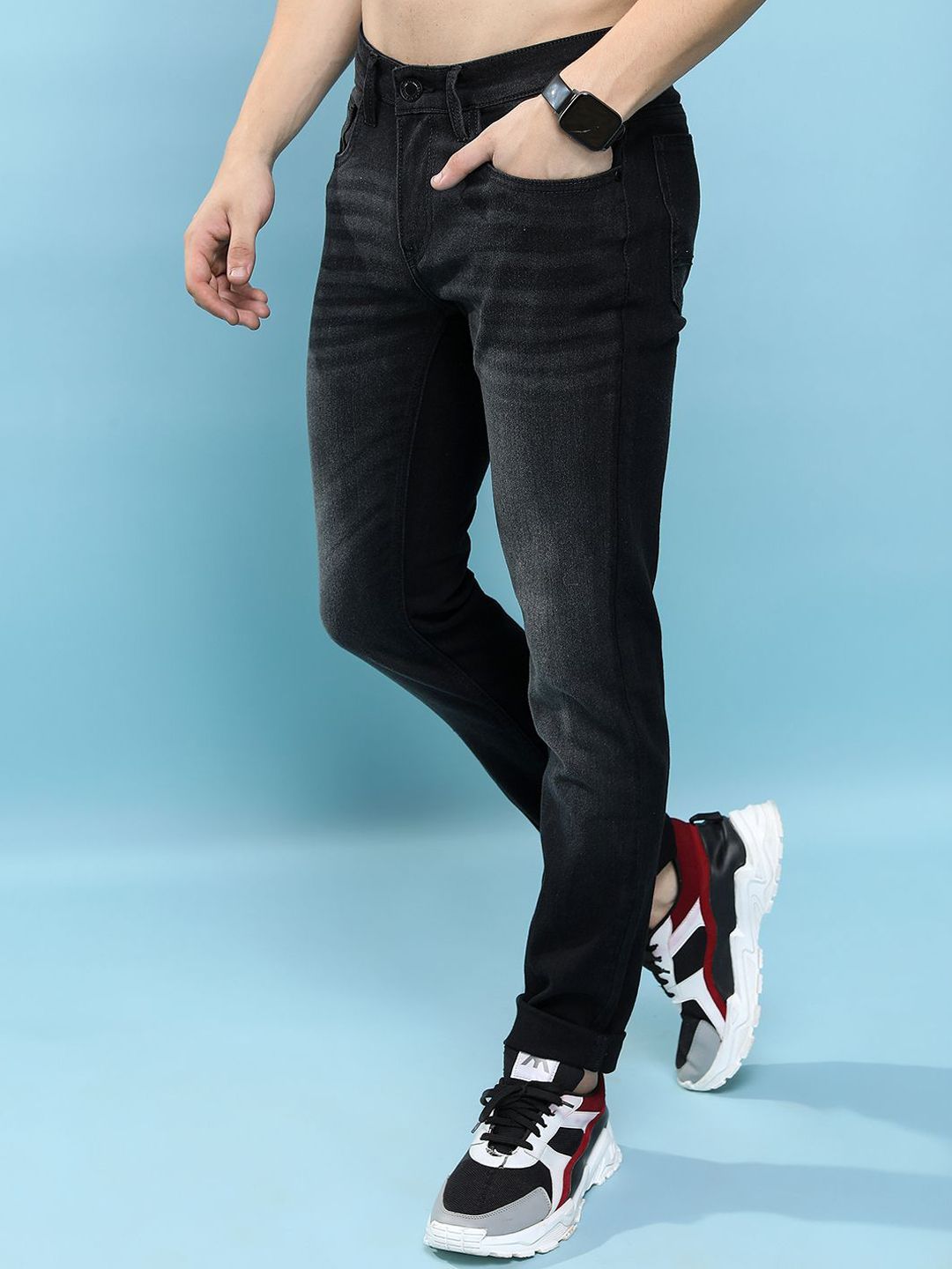 HIGHLANDER Men Tapered Fit Light Fade Stretchable Jeans