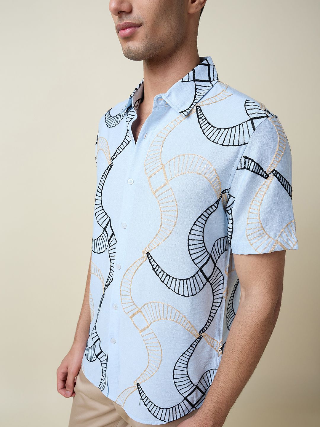 Thomas Scott Men Embroidered Regular Fit Casual Shirt