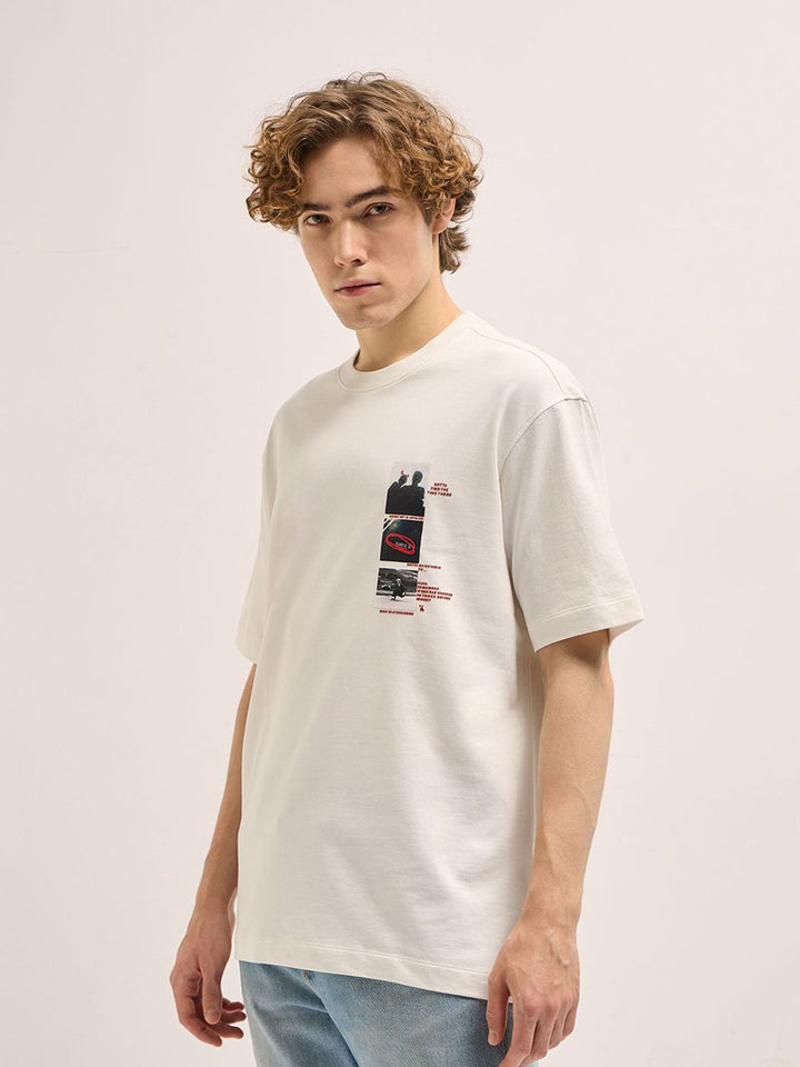 THE BEAR HOUSE Men Typography Printed Oversized T-shirt