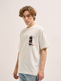THE BEAR HOUSE Men Typography Printed Oversized T-shirt