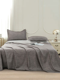 Story@home Brown Abstract Printed 240 TC Satin Finish Queen Bedsheet Set