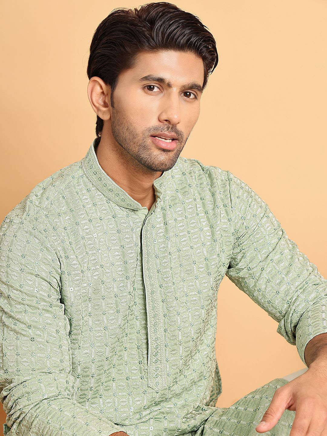 Anouk Men Embroidered Regular Chikankari Kurta with Pyjamas