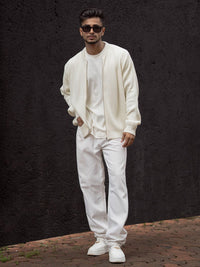 Powerlook Men Collarless Vertical Striped Casual Shirt