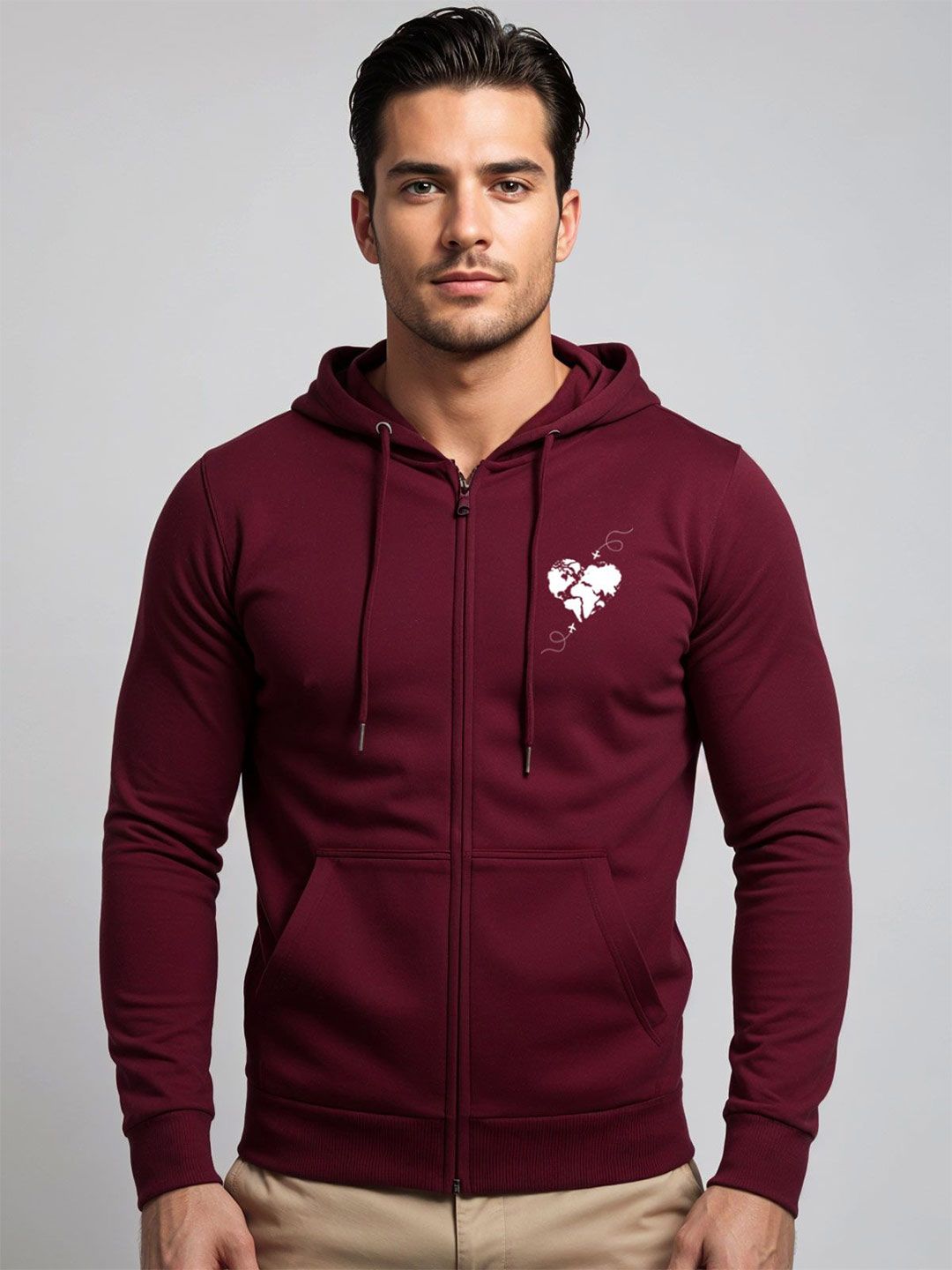 ADRO Men Printed Hooded Sweatshirt