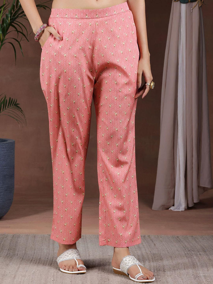 Libas Floral Printed Keyhole Neck Straight Kurta with Trousers & Dupatta