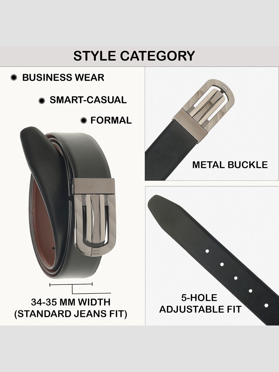 Teakwood Leathers Men Leather Reversible Formal Belt